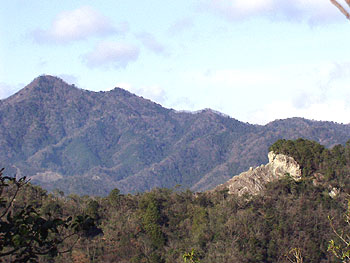 明神山をバックにゴリラ岩